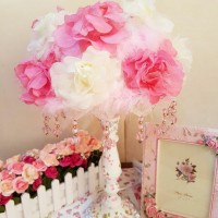Lampu Hias Meja Shabby / Shabby Night Standing Lamp Feathers Flower