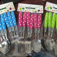 Jual Sendok Garpu Polkadot (Isi 6 Sendok 6 Garpu) Murah