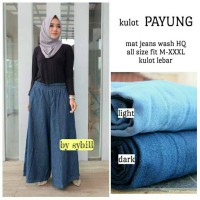 Jual Celana Panjang Kerja Wanita Kulot Jeans Kulot Payung Jumbo XXXL biru Murah