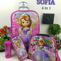 Jual TAS TROLLEY ANAK SET 4in1/ TAS ANAK TROLLEY SET RANSEL/TAS TROLI SOFIA Murah