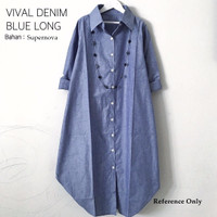Jual Kemeja Wanita Vival Denim Blue Long Murah