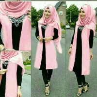 Baju wanita set hijab pink K058 style modis Murah - FASHION CEWEK