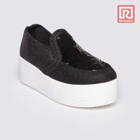 Jual Sepatu Wanita Slip On Glitter Black Adorable JJ 88864416 Murah