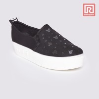Jual Sepatu Wanita Slip On Mickey Mouse Black Adorable JJ 88886018 Murah
