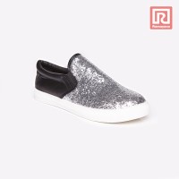 Jual Sepatu Wanita Slip On Black-Silver Adorable JJ 88886083 Murah