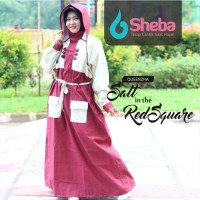 Jual Jas Hujan Muslimah Sheba Motif Queenzha Salt in the Red Square Murah