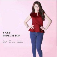 Jual BLUS ATASAN PEPLUM RED BAHAN SCUBA TEBAL SALE MURAH Murah