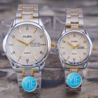 Jam Tangan Couple Alba Rantai Warna Kombinasi - Putih