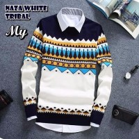 Jual Naza Tribal White Pakaian Baju Sweater Rajut Korea Pria Murah