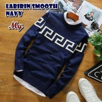 Jual Labirin Smooth Navy Pakaian Baju Sweater Rajut Korea Pria Murah