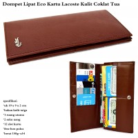dompet murah wanita lipat eco kartu kulit lacoste coklat tua