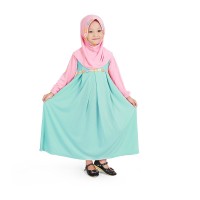 Jual Baju Muslim Gamis Anak Perempuan Mint Peach Lucu Simple Murah Murah