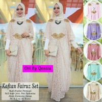 kaftan fairuz set / gamis brukat / jersey / kerancang bunga