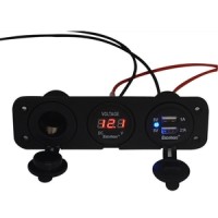 Jual Charger+Voltmeter+Lighter 3 in 1 Mobil, Motor Murah