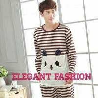 Baju Tidur Piyama Kaos Setelan Panjang Pria Laki Boys Set Bunny Stripe