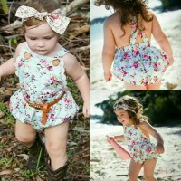 Jual Jumpsuit bayi import #Floral bandana set Murah