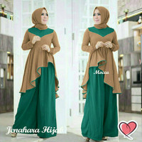 Busana Muslim / Baju Gamis Wanita Jenahara V Metris Hijab 3in1 Mocca