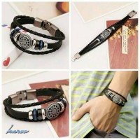 Jual gelang kulit pria wanita couple leather bracelet ethnic style Murah