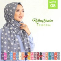Motif 08 - Pashmina Katun Denim / Hijab / Jilbab / Krudung / Jilbab