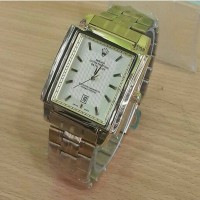 Jam tangan pria, Rolex persegi, tgl aktif/on, Full gold, kw super