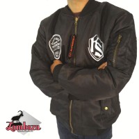 Jual Jaket Bomber Hitam waterprof bordir pach size L Murah
