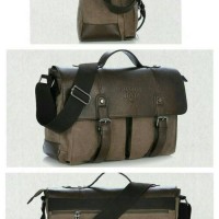 Jual tas selempang pria import/tas kulit kombinasi kanvas/tas kantor Murah