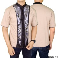 Baju Koko Modern Muslim Pria Katun Krem KKS 51