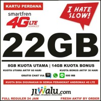 Jual Kartu Perdana Smartfren 4G LTE Kuota 22 GB ( 12GB + 10GB = 22GB ) Murah
