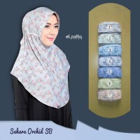 Jilbab Instan ELZATTA Sahara Orchid SB Hijab Serut Syari Bergo Motif