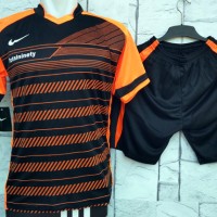 Jual Setelan Baju Nike T90 HITAM ORANGE Kaos Olahraga Kostum Futsal Murah