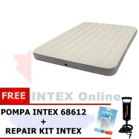 Jual PAKET Kasur Angin DELUXE Dura-Beam INTEX QUEEN +POMPA INTEX +LEM 64709 Murah