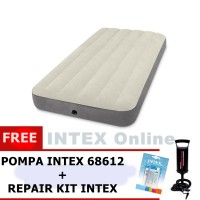 Jual PAKET Kasur Angin INTEX DURA BEAM TWIN + POMPA INTEX + LEM 64707 Murah