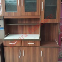 Jual Kitchen Set Lemari Makan / Piring Coklat Elegant 120x40x180 LMC148 Murah