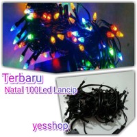 Jual Lampu natal/hias 100led kabel hitam/bening 7warna(New) Murah