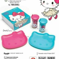 Jual Tupperware Hello Kitty set Pink / Biru (tumbler +plate) Murah