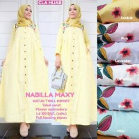 nabila maxy / gamis katun twill / kancing aktif / busui / bordir