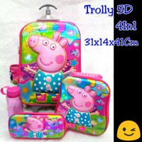 Jual Tas Sekolah Troli trolly troly 6D 4in1 Peppa Pig ( Murah, Grosir, Terb Murah