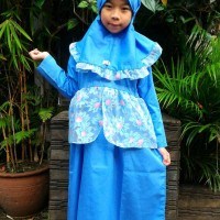 Gamis anak organdi biru floral