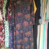 Baju Gamis Biru Dongker Bunga Kecil