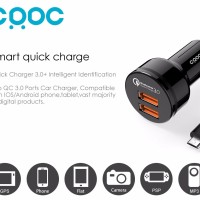 Jual CRDC CC-T8 FAST CAR CHARGER WITH DUAL QUICK CHARGE 3.0 FREE CABLE Murah