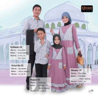Terbaru - Sarimbit Keluarga Qirani - Gamis Pink muda - Kemeja abu muda