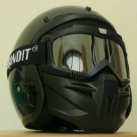 Jual Helm Clasic Retro Hitam Glosy at Dof + Google Mask Kacamata Masker Murah
