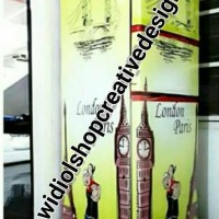 stiker kulkas 2 pintu depan kanan kiri motif london