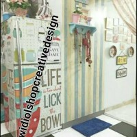 stiker kulkas 2 pintu depan kanan kiri motif mangkok