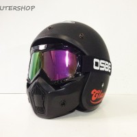 Helm Bogo JPN Jap Style Retro Klasik Black Doff Red Vespa + OSBE