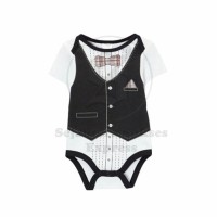 Jual jumper romper jumpsuit import laki print rompi hitam 7 - 9 bulan Murah