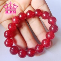 Jual Gelang Pria Wanita Batu Giok Asli Original Warna Merah Delima 12mm Murah