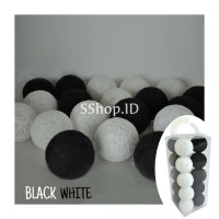 Jual Cotton Ball Light Black and White Lampu Hias Dekorasi Tumblr Lamp Murah