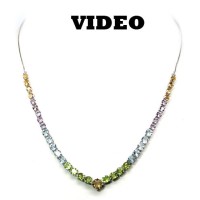 Jual Batu Natural Topaz Citrine Peridot & Amesthyst Kalung Perak 925 Murah