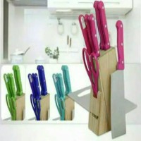 Jual kitchen knife set 8 Dinemate warna warni / pisau set Murah